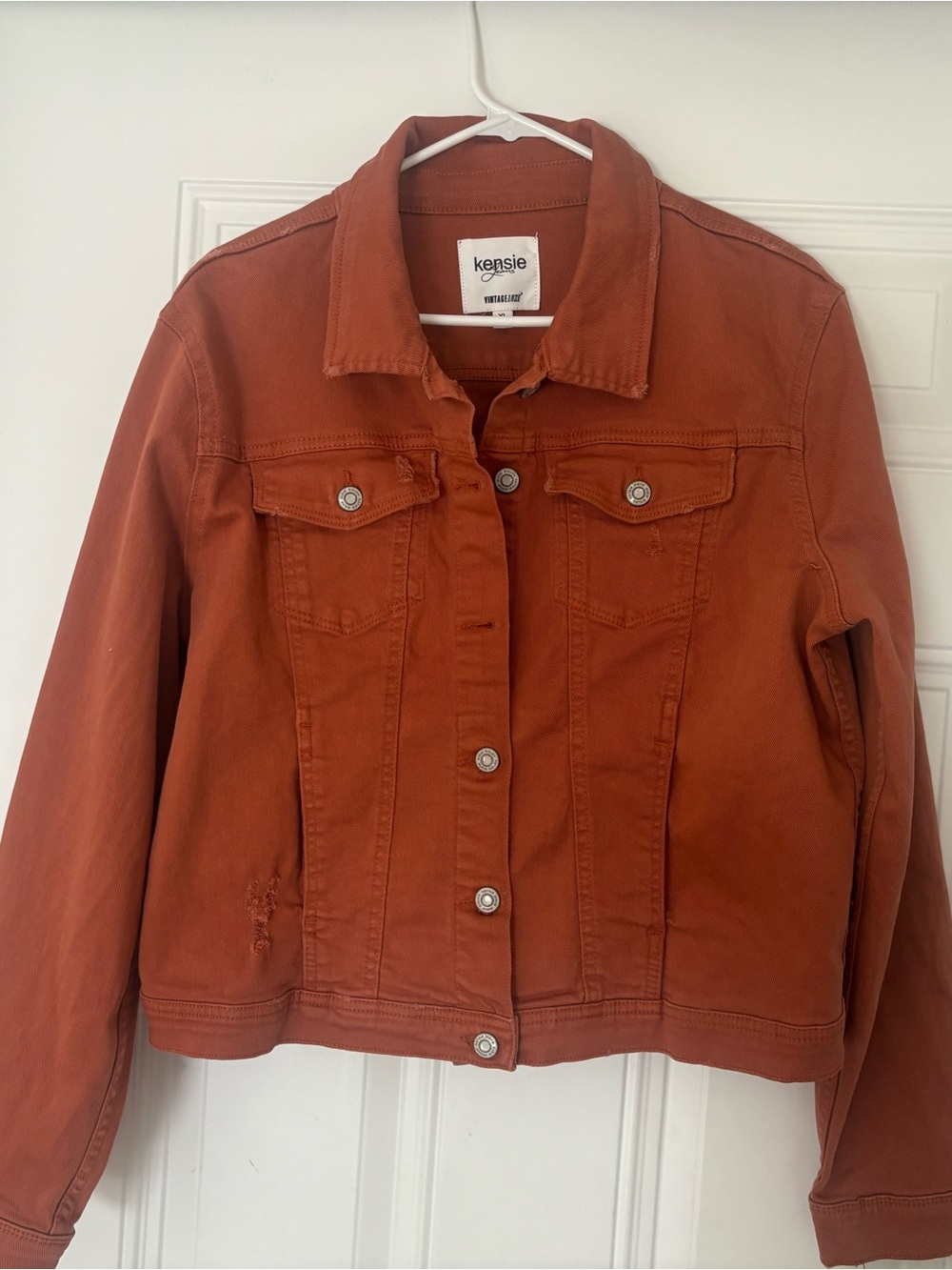 Kensie Rust Orange Denim Jean Jacket - Picture 2 of 8